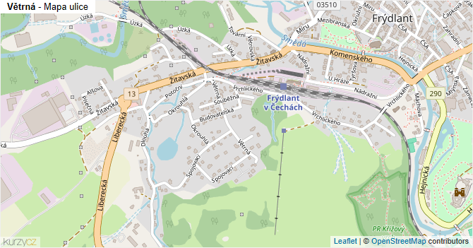 Větrná - mapa ulice