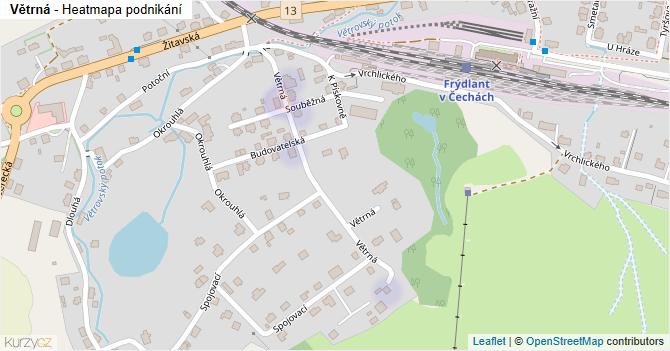 Větrná - mapa podnikání
