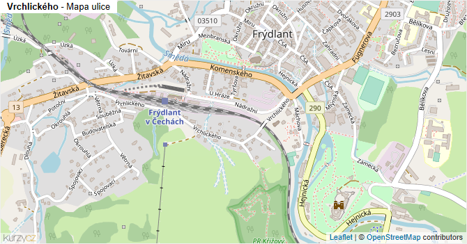 Vrchlického - mapa ulice