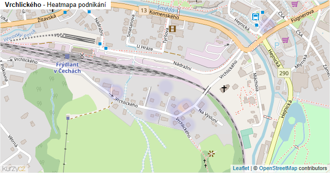Vrchlického - mapa podnikání