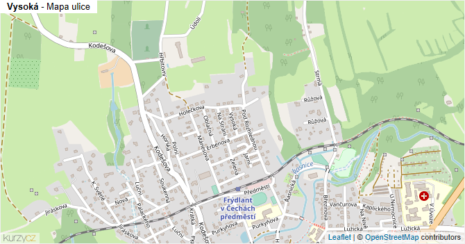 Vysoká - mapa ulice