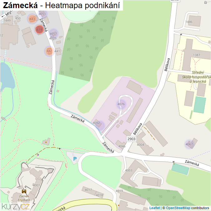 Mapa Zámecká - Firmy v ulici.