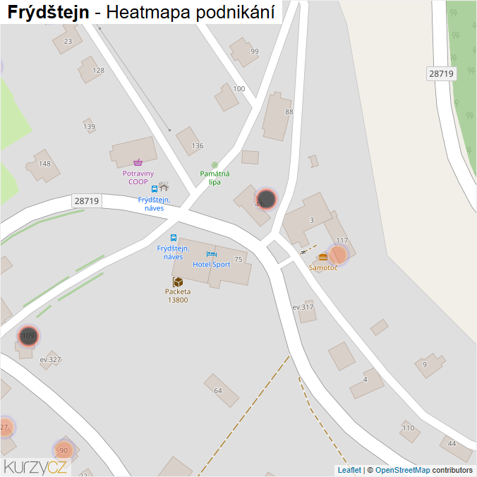 Mapa Frýdštejn - Firmy v obci.