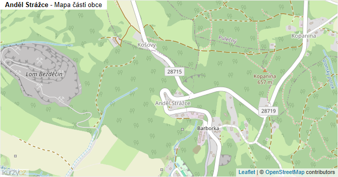 Anděl Strážce - mapa části obce