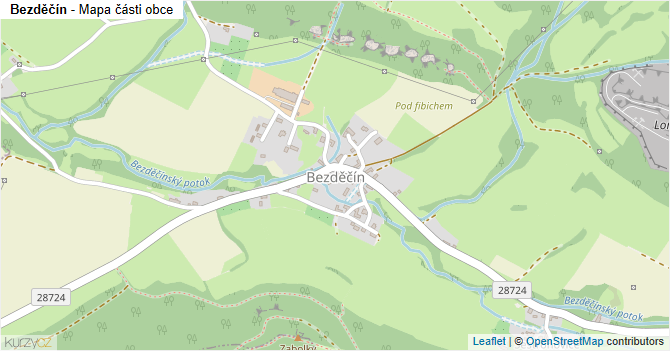 Bezděčín - mapa části obce
