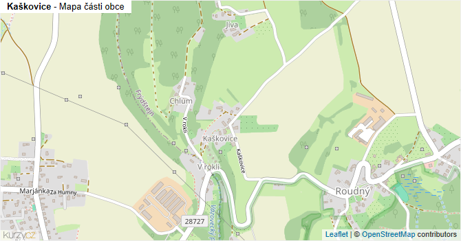 Kaškovice - mapa části obce