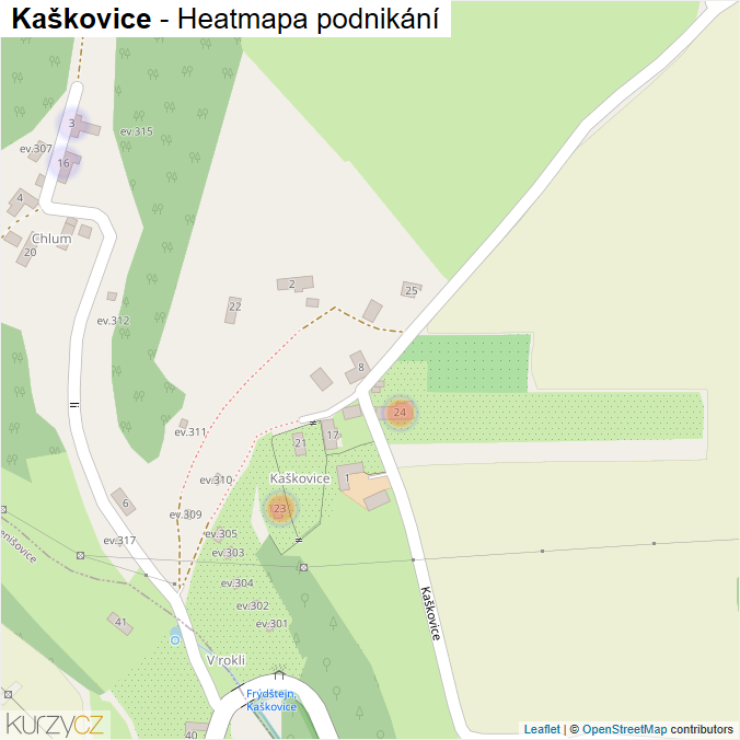 Mapa Kaškovice - Firmy v části obce.