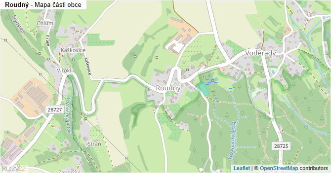 Roudný - mapa části obce