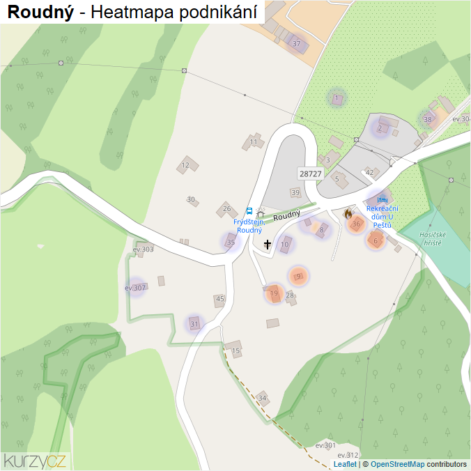 Mapa Roudný - Firmy v části obce.