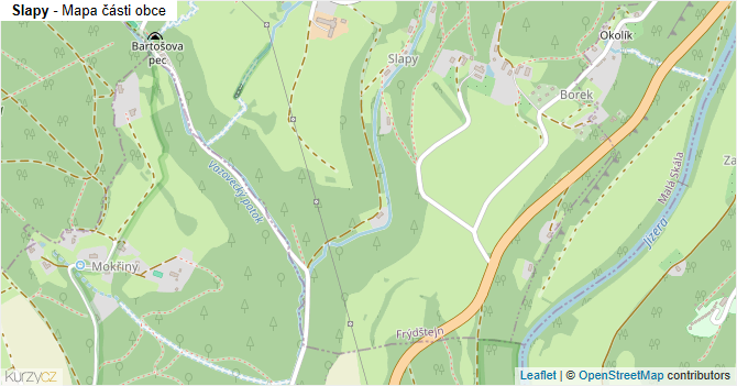 Slapy - mapa části obce