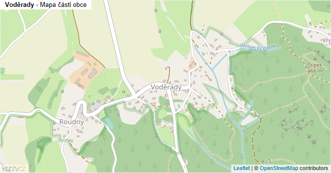 Voděrady - mapa části obce