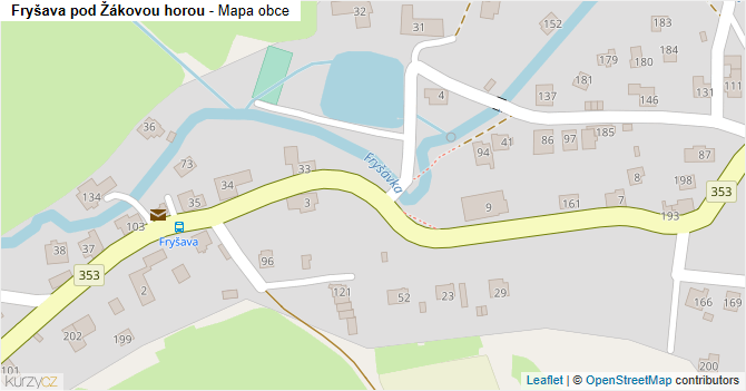 Fryšava pod Žákovou horou - mapa obce