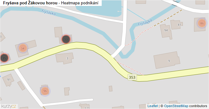 Fryšava pod Žákovou horou - mapa podnikání
