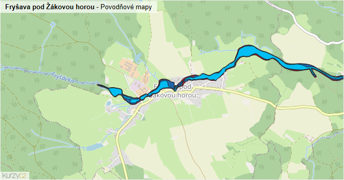 Fryšava pod Žákovou horou - záplavové mapy stoleté vody