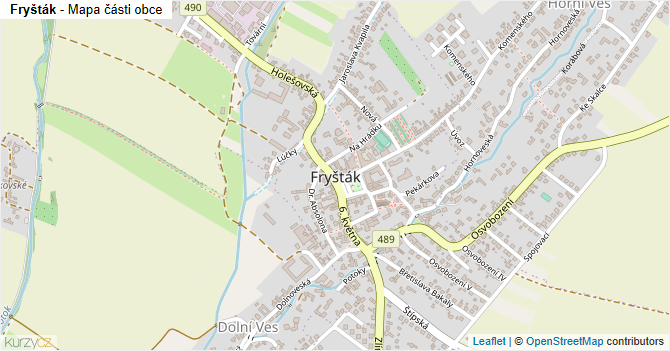 Fryšták - mapa části obce