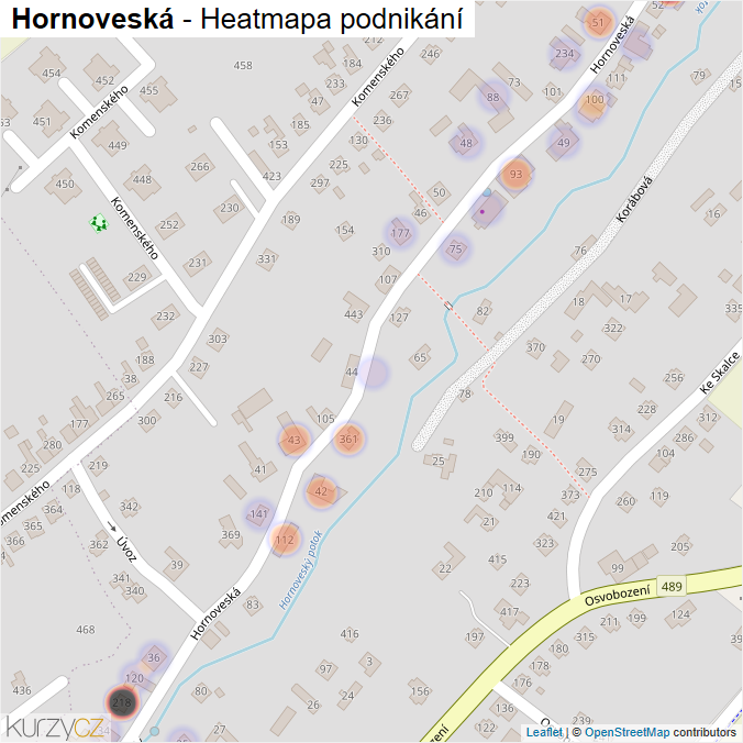 Mapa Hornoveská - Firmy v ulici.