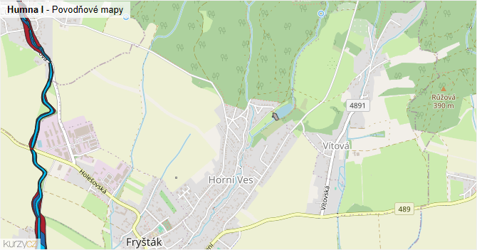 Humna I - záplavové mapy stoleté vody