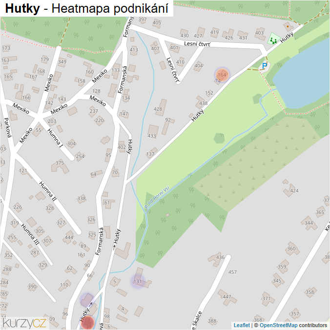 Mapa Hutky - Firmy v ulici.
