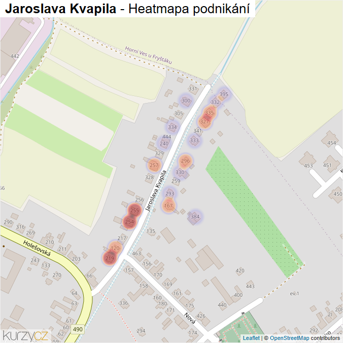 Mapa Jaroslava Kvapila - Firmy v ulici.