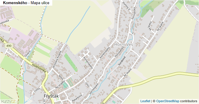 Komenského - mapa ulice