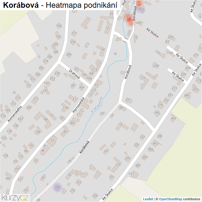 Mapa Korábová - Firmy v ulici.