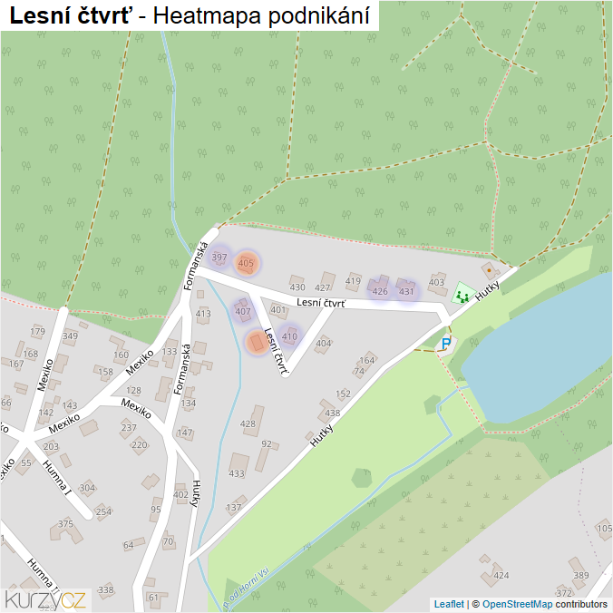Mapa Lesní čtvrť - Firmy v ulici.