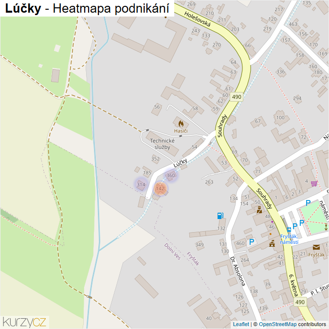 Mapa Lúčky - Firmy v ulici.