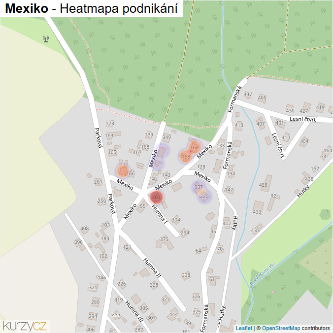 Mapa Mexiko - Firmy v ulici.