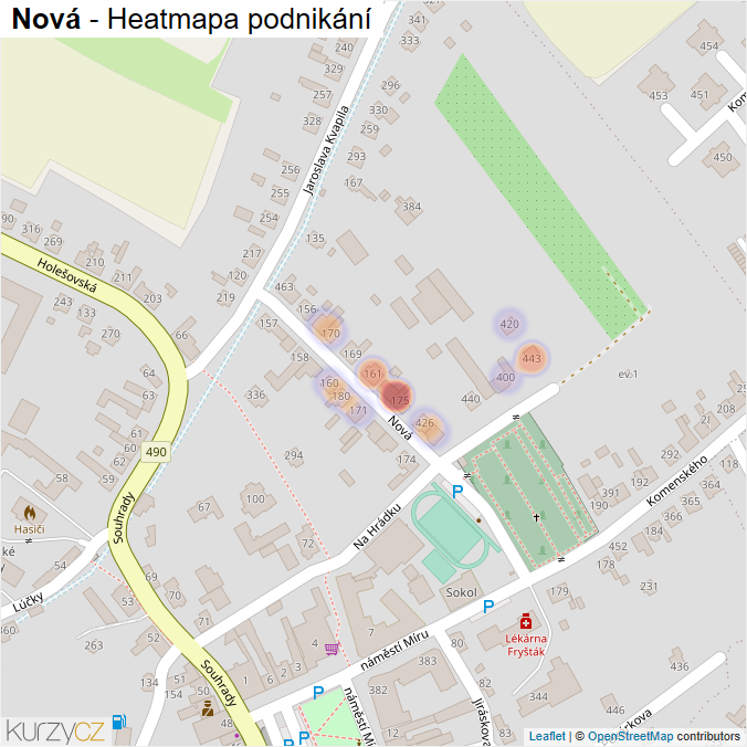 Mapa Nová - Firmy v ulici.