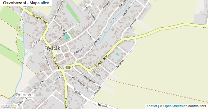 Osvobození - mapa ulice