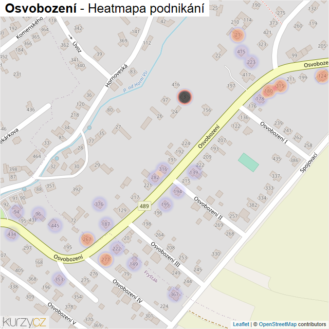 Mapa Osvobození - Firmy v ulici.