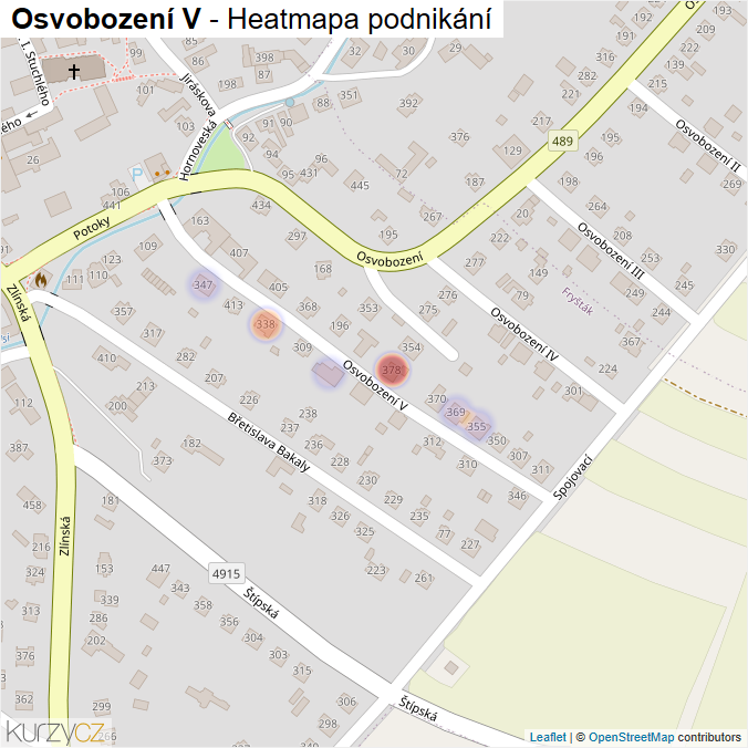 Mapa Osvobození V - Firmy v ulici.
