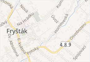 Pekárkova v obci Fryšták - mapa ulice