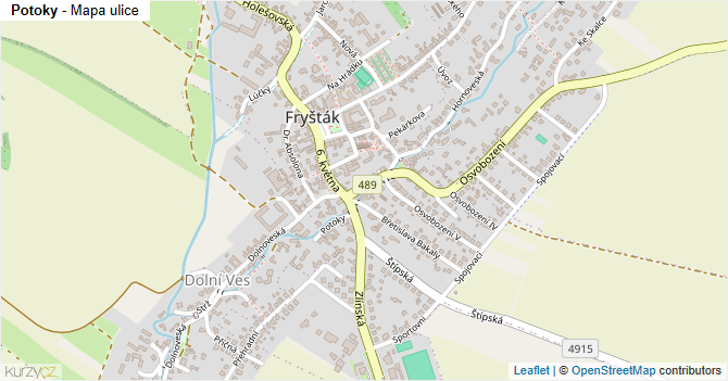 Potoky - mapa ulice