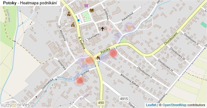 Potoky - mapa podnikání