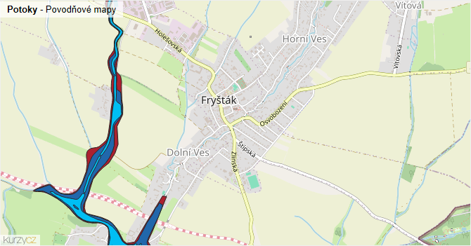 Potoky - záplavové mapy stoleté vody
