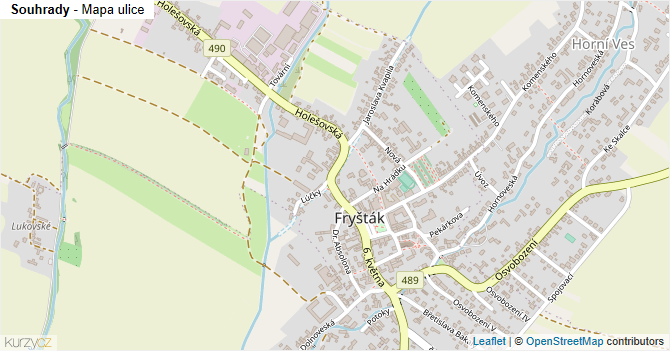 Souhrady - mapa ulice