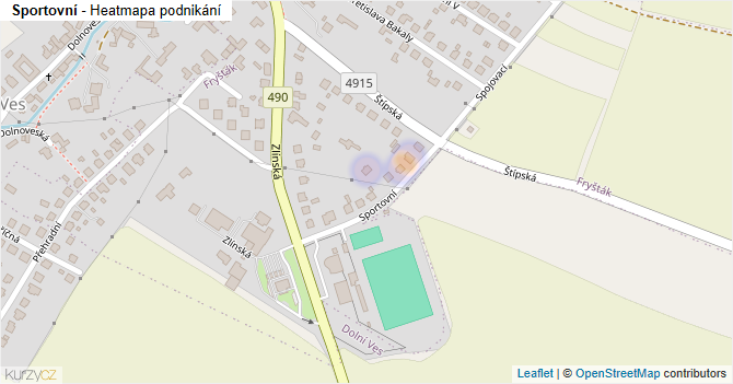 Sportovní - mapa podnikání