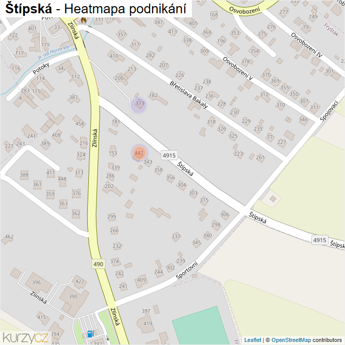 Mapa Štípská - Firmy v ulici.