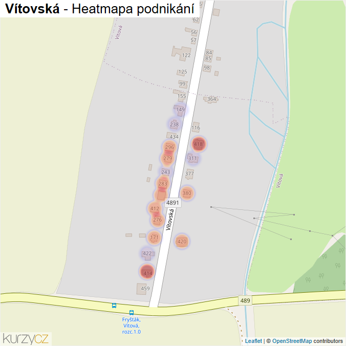 Mapa Vítovská - Firmy v ulici.