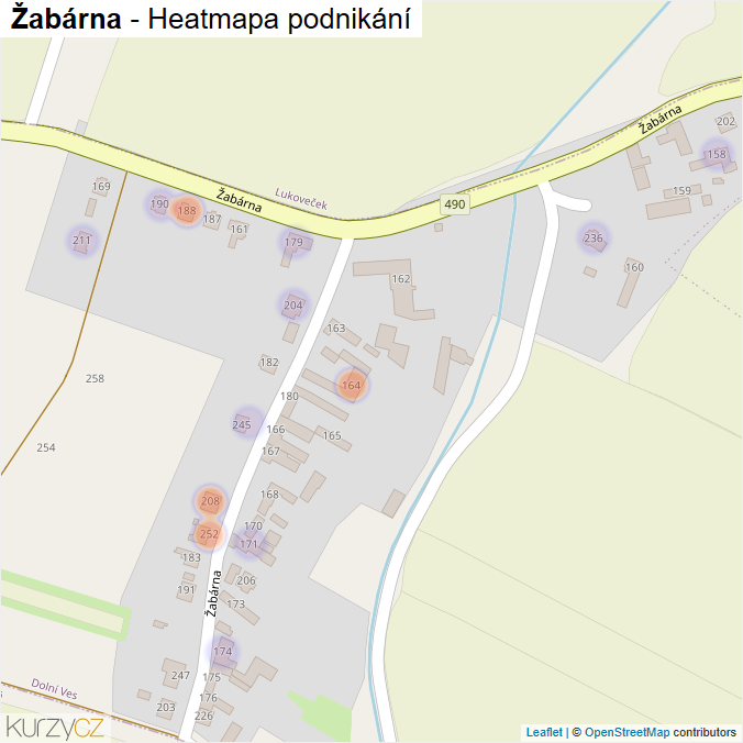 Mapa Žabárna - Firmy v ulici.