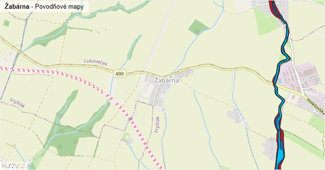 Žabárna - záplavové mapy stoleté vody