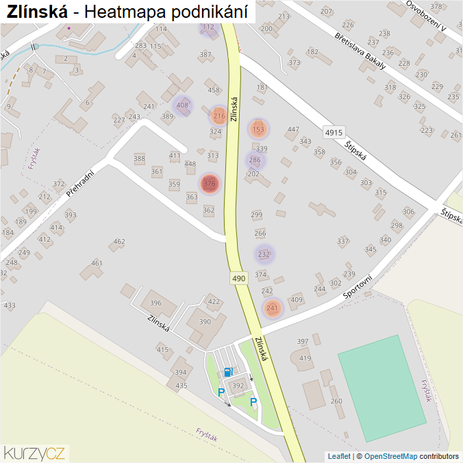 Mapa Zlínská - Firmy v ulici.