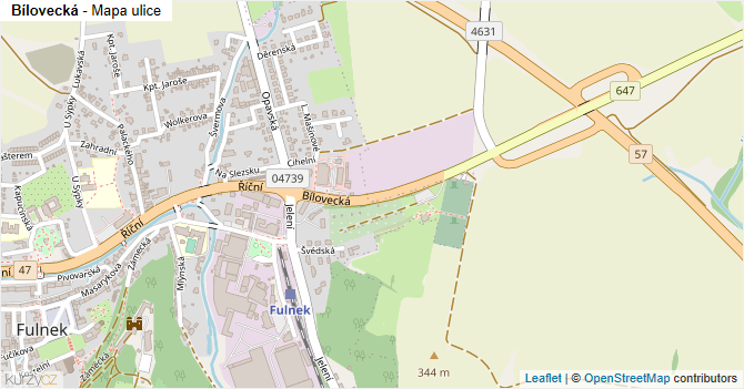 Bílovecká - mapa ulice