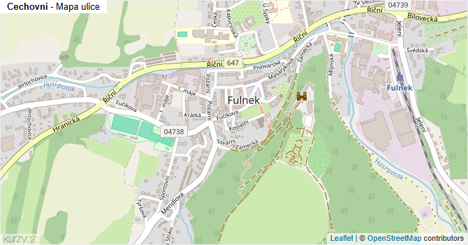 Cechovní - mapa ulice
