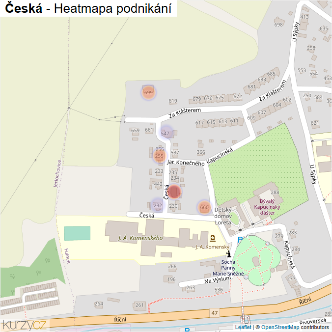 Mapa Česká - Firmy v ulici.
