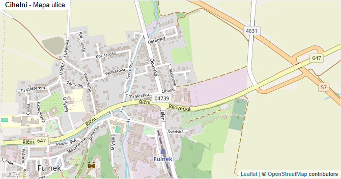 Cihelní - mapa ulice