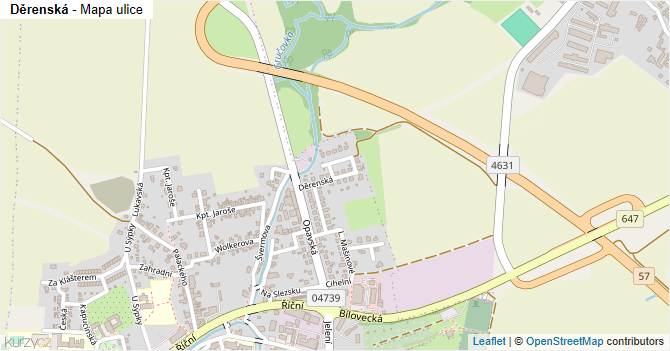 Děrenská - mapa ulice