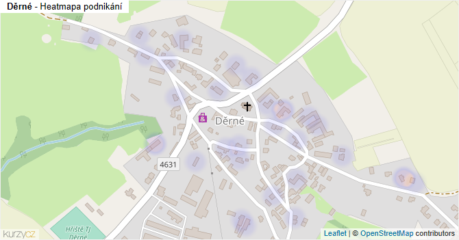 Děrné - mapa podnikání