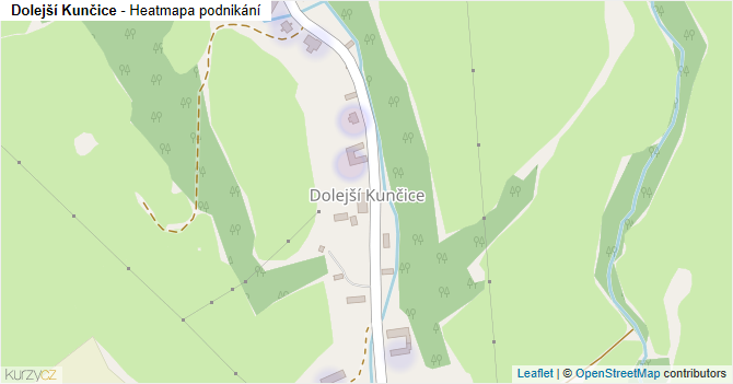 Dolejší Kunčice - mapa podnikání